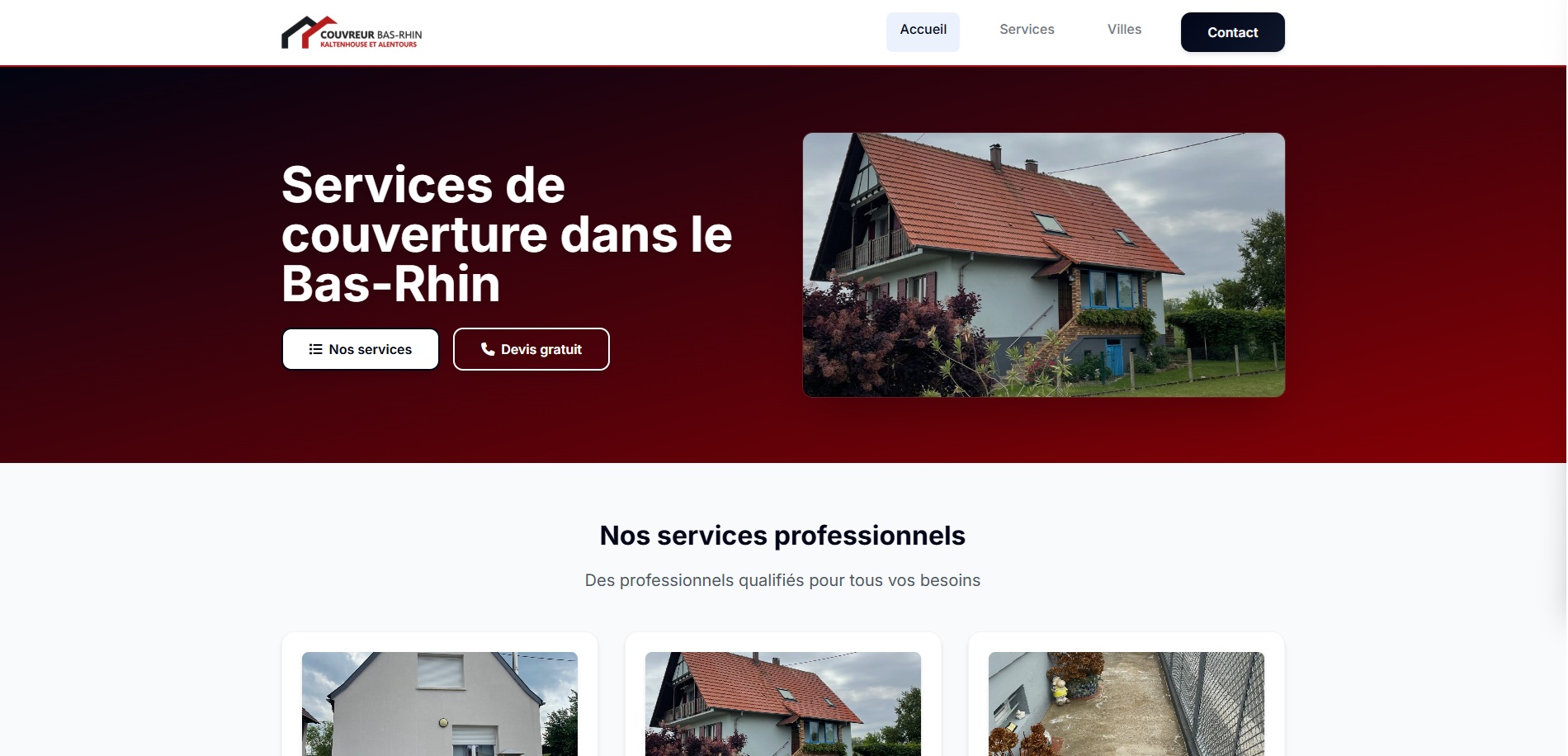 Site couvreur - Page d'accueil