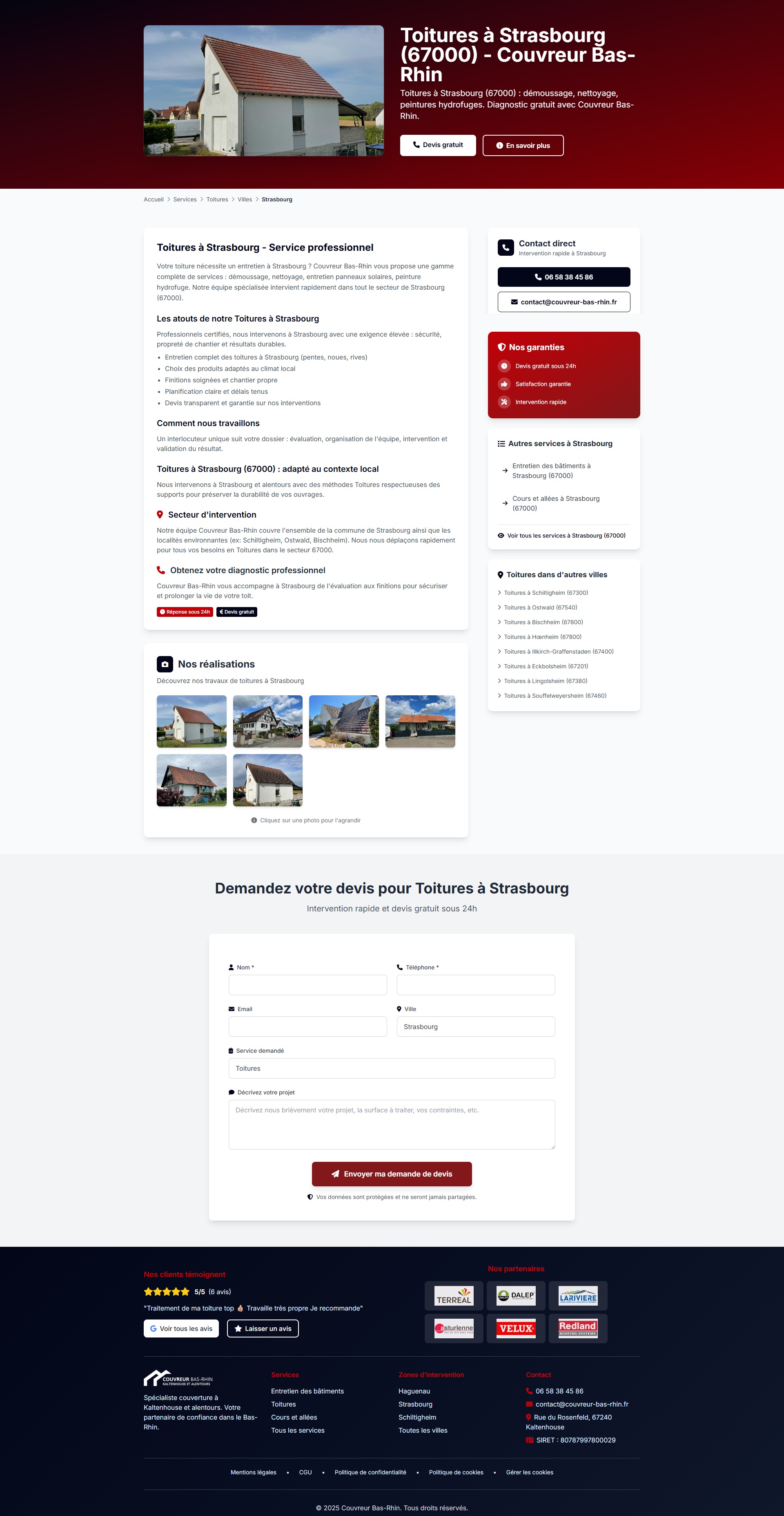 Site couvreur - Page service